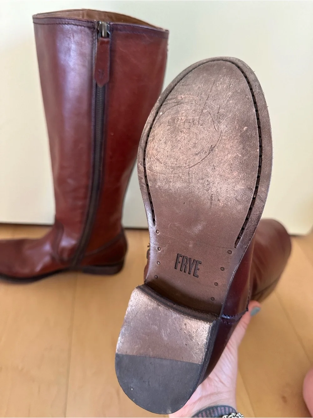Frye Tall Leather Riding Boots in Brown